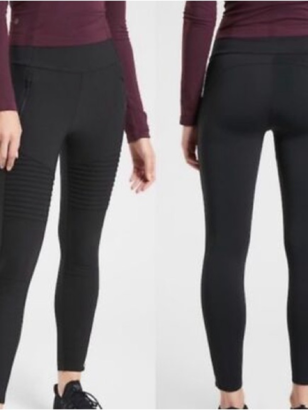 Athleta Black Ribbed-Knee High-Rise Leggings